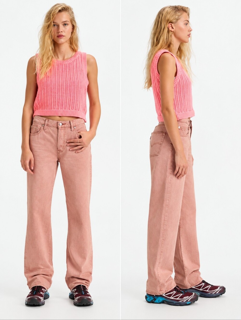 ❤️ LEVIS PREMIUM 501 90's STRAIGHT LOOSE FIT LEG JEANS, BOTANICAL SAFFLOWER PINK